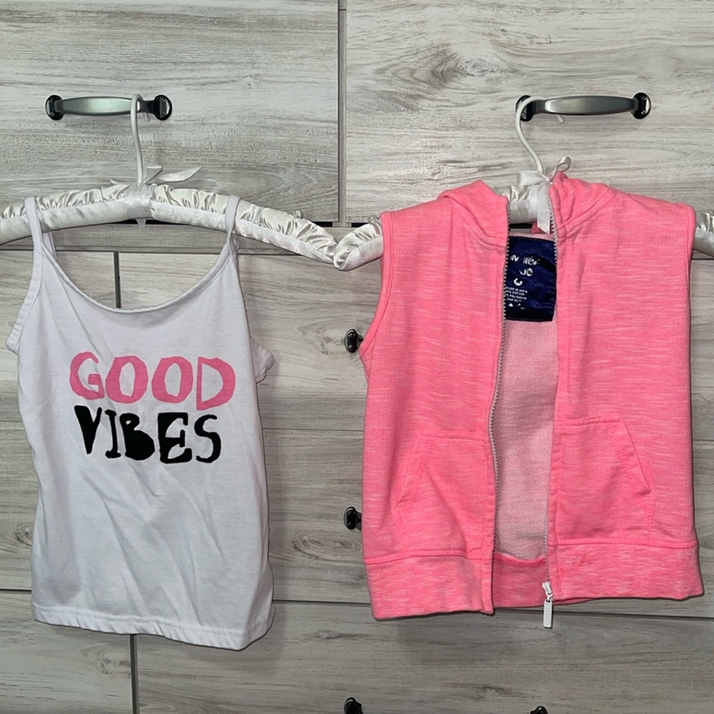 Limited Too Girls Zip Up Hooded Vest and Tank Top Set Size 6x